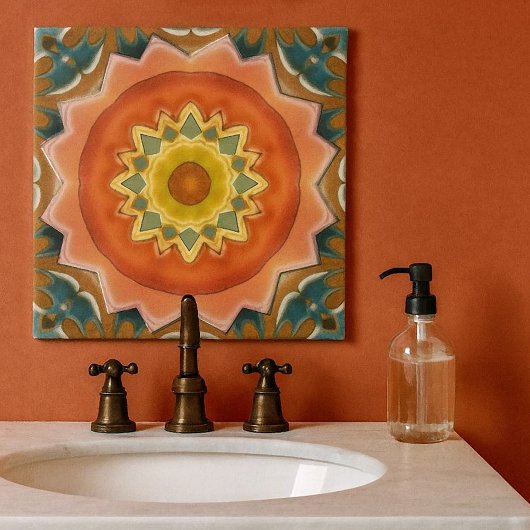 Terra Cotta Geometric Abstract Design Tegel Tegeltje