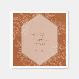 Terra Cotta Geometrische Bloemen Tapestry Bruiloft Servet