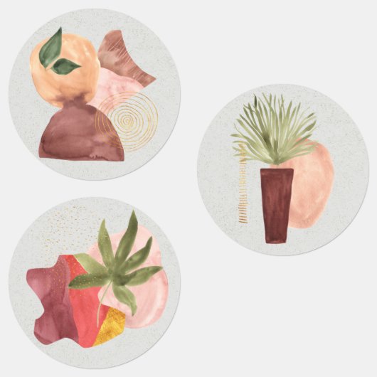 Terra Cotta Gold Glitter Vormen Botanische Gift Labels (Groep)