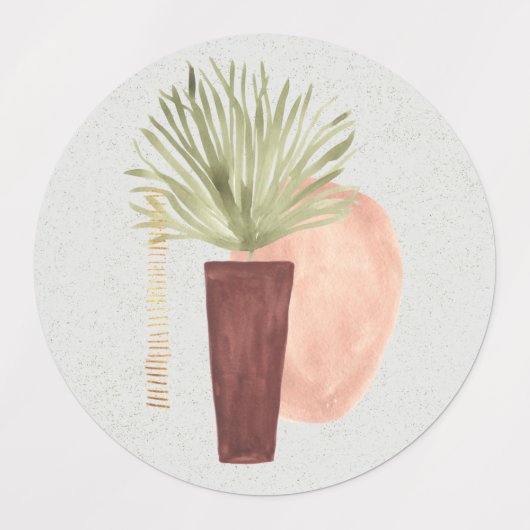 Terra Cotta Gold Glitter Vormen Botanische Gift Labels (Design 2)