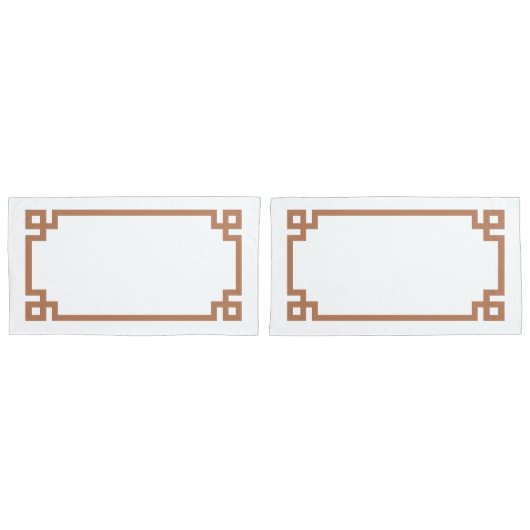 Terra Cotta Greek Key Border King Grootte Kussensloop (Voorkant-Set)