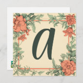  Terra Cotta & Green: Monogrammed Notecards Feestdagenkaart (Voorkant / Achterkant)