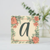  Terra Cotta & Green: Monogrammed Notecards Feestdagenkaart (Staand voorkant)