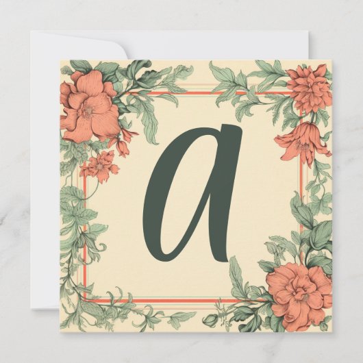  Terra Cotta & Green: Monogrammed Notecards Feestdagenkaart (Voorkant)