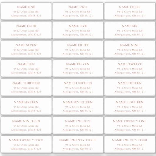 Terra Cotta Guest Adresetiketten Sticker (Voorkant)
