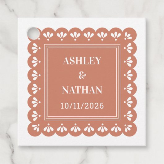 Terra Cotta Herfst Huwelijksgunst Labels (Voorkant)