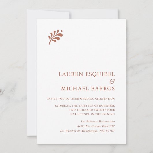 Terra Cotta Mexicaanse bruiloft uitnodiging (Voorkant)