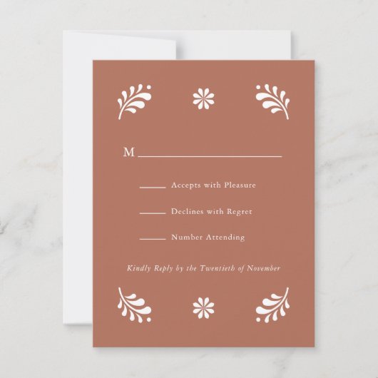 Terra Cotta Mexicaanse RSVP-kaart Kaart (Voorkant)