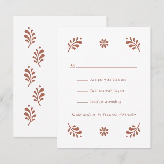 Terra Cotta Mexicaanse RSVP-kaart Kaart (Voorkant / Achterkant)