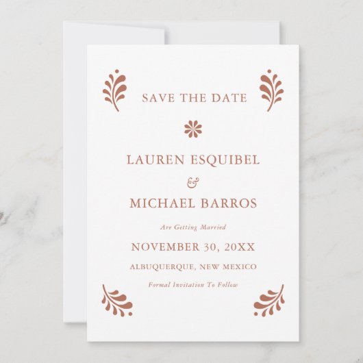 Terra Cotta Mexican Save The Date Kaart (Voorkant)
