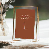 Terra Cotta Minimalistische Bruiloft Tafel Nummer  Kaart