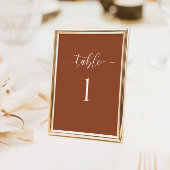 Terra Cotta Minimalistische Bruiloft Tafel Nummer  Kaart