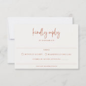 Terra Cotta Moderne minimalistische bruiloft RSVP Kaartje (Voorkant)