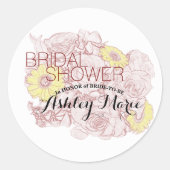 Terra Cotta Omlijnd Boeket Bruidsdouche Aangepast Ronde Sticker (Voorkant)