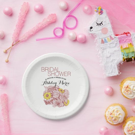 Terra Cotta, Outlining Bouquet Custom Papieren Bordje (Feest)