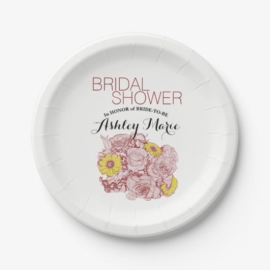 Terra Cotta, Outlining Bouquet Custom Papieren Bordje (Voorkant)