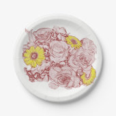 Terra Cotta Outlining Bouquet Papieren Bordje (Voorkant)