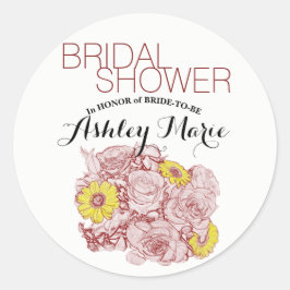 Terra Cotta Outlining Bouquet Ronde Sticker