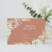 Terra Cotta Pampas Grass Palm Pink Floral Foliage RSVP Kaartje (Staand voorkant)