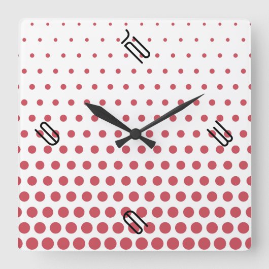 Terra Cotta Polka Dot Modern White Vierkante Klok (Voorkant)