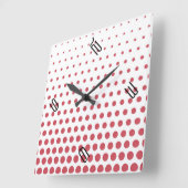Terra Cotta Polka Dot Modern White Vierkante Klok (Hoek)