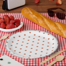 Terra Cotta Polka Dots Grijs Trim Papieren Bordje