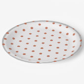 Terra Cotta Polka Dots Grijs Trim Papieren Bordje (Gekanteld)