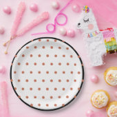 Terra Cotta Polka Dots Zwart Trim Papieren Bordje (Feest)