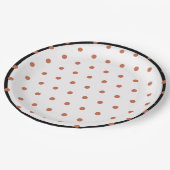 Terra Cotta Polka Dots Zwart Trim Papieren Bordje (Gekanteld)