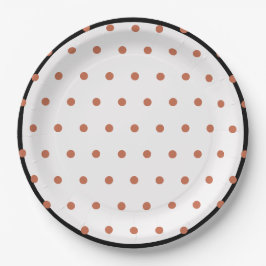 Terra Cotta Polka Dots Zwart Trim Papieren Bordje