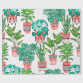 Terra cotta Pots Waterverf House Planten Naadloos Cadeaupapier (Vlak)