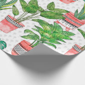 Terra cotta Pots Waterverf House Planten Naadloos Cadeaupapier (Hoek)