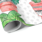 Terra cotta Pots Waterverf House Planten Naadloos Cadeaupapier (Rol Hoek)