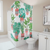 Terra cotta Pots Waterverf House Planten Naadloos Douchegordijn (In situ)