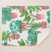 Terra cotta Pots Waterverf House Planten Naadloos Sherpa Deken (Voorkant (horizontaal))