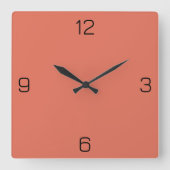 Terra Cotta Red E2725B Kleur Jouw naam toevoegen O Vierkante Klok (Voorkant)
