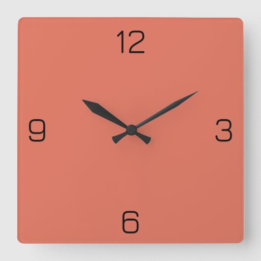 Terra Cotta Red E2725B Kleur Jouw naam toevoegen O Vierkante Klok (Voorkant)