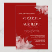 Terra Cotta Red & White Floral Wedding Invitations Kaart (Voorkant / Achterkant)
