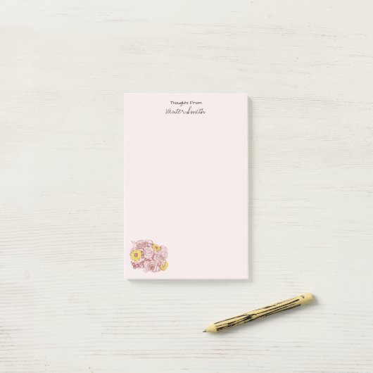 Terra Cotta - Roos Daisy Bouquet Custom Post-it® Notes (Op bureau)