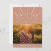 Terra Cotta Script Line Art Weddenfoto Save The Date (Voorkant)