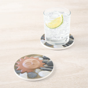 Terra Cotta Sun op Zand en Rocks Zandsteen Onderzetter