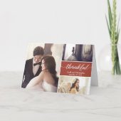 Terra cotta Thankful Modern Photo Collage Wedding Kaart (Voorkant)