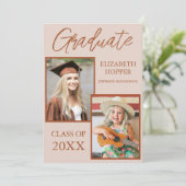 Terra Cotta Toen en Nu Foto Afstuderen Kaart (Staand voorkant)