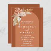 Terra Cotta Tropical Boho Arch Wedding Invitation (Voorkant / Achterkant)