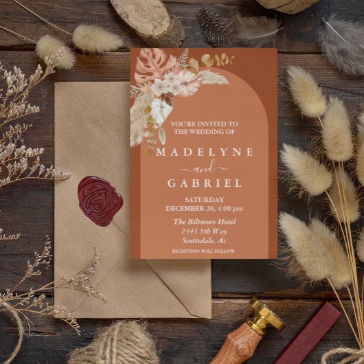 Terra Cotta Tropical Boho Bouquet Arch Kaart