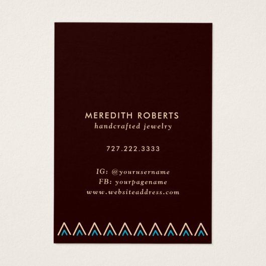 Terra Cotta Turquoise Tribal Earring Display Kaart (Achterkant)