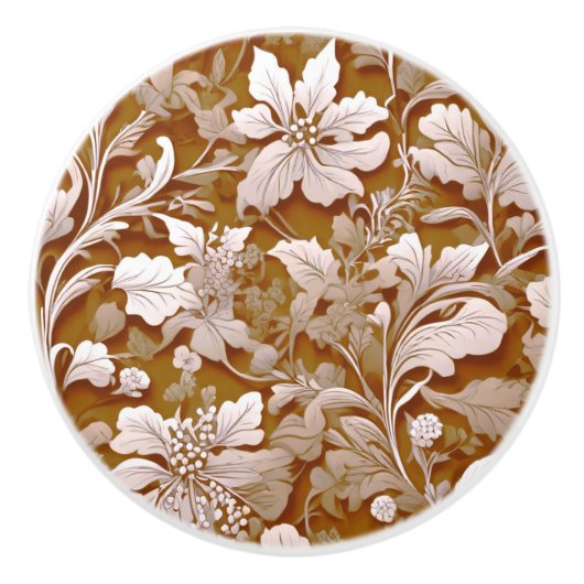 Terra cotta verbrand Sinaasappel Moderne botanisch Keramische Knop (Voorkant)