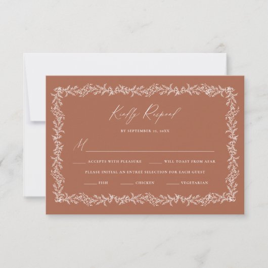 Terra Cotta Wedding Invitation RSVP Response Kaart (Voorkant)