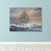 Terra Nova heads into a fierce Gale Dawn Canvas Afdruk (Insitu (Houten vloer))