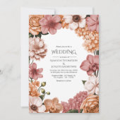 Terra Peach, Clay Rose & Soft Blush Buff Trouwfees Kaart (Voorkant)